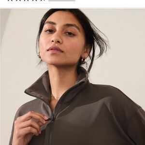 Athleta brown cropped quarter zip Medium